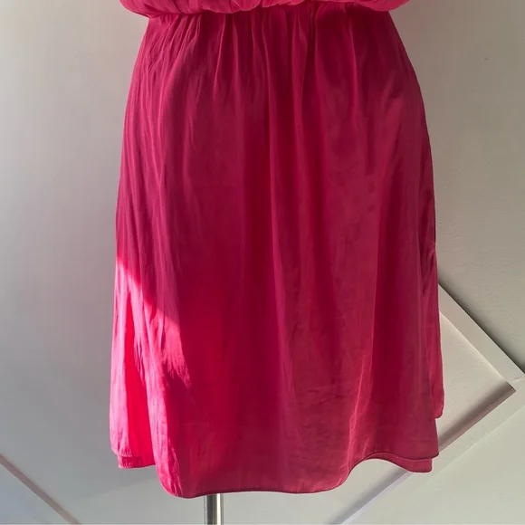 Maje V Neck Short Sleeve Fuschia Pink Flowy Mini Dress - 3 (approx M) - Picture 12 of 16